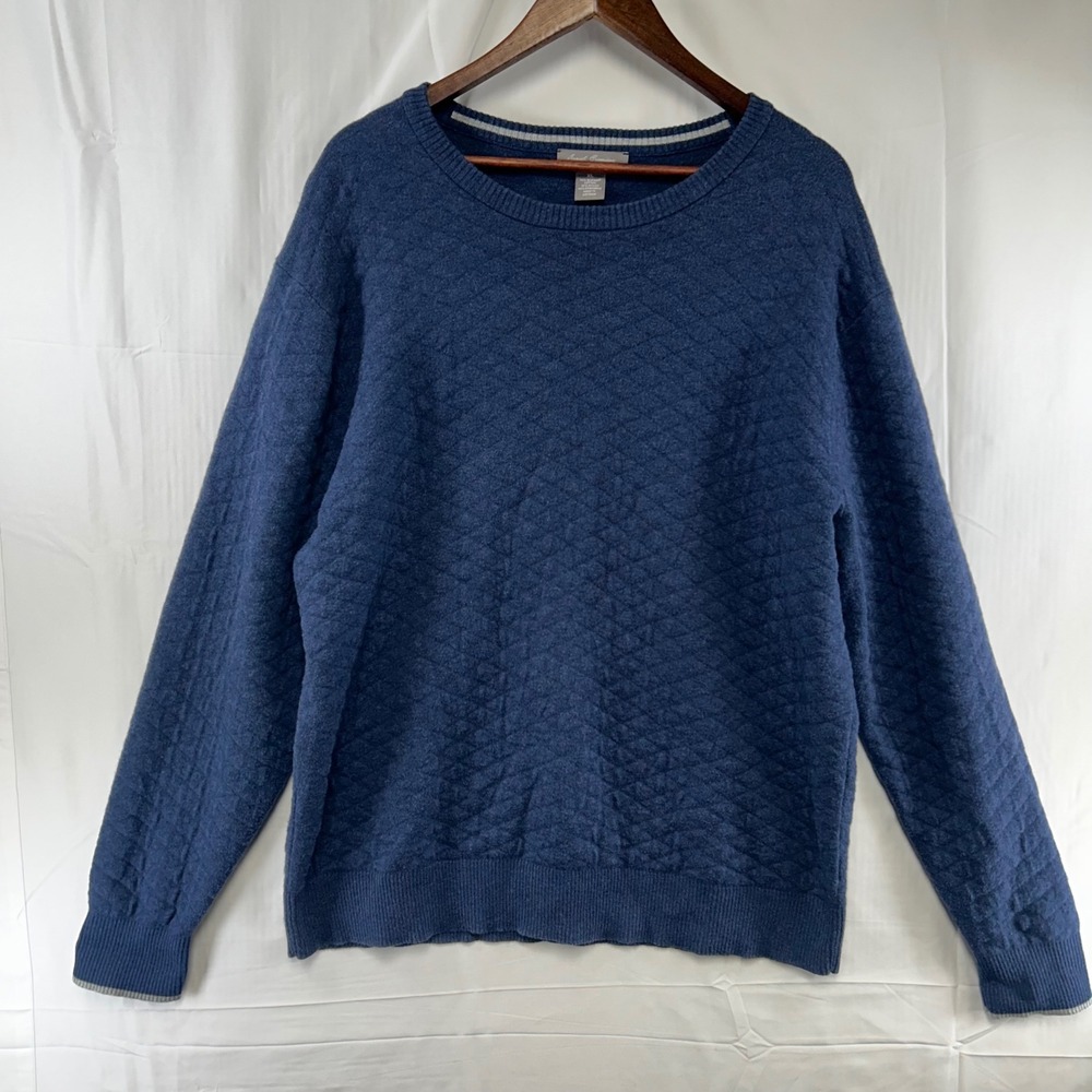 Daniel Cremieux Sweater Mens XL Blue Quilted Cashmere Blend Pullover